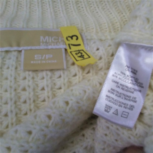 Michael Kors Cardigan Long Line Short Sleeve Cable Knit Cream - Picture 6 of 8